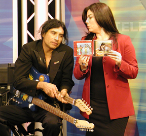 Ray Cepeda with Telemundos' Blanca Garza on the set of "Al Medio Dia".
